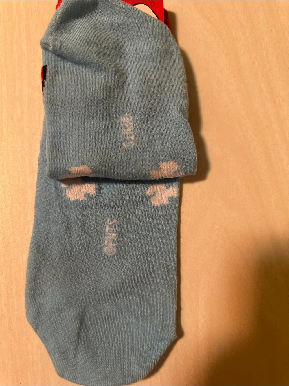 Peanuts Snoopy Sky Blue No-Show Socks with Red Doghouse